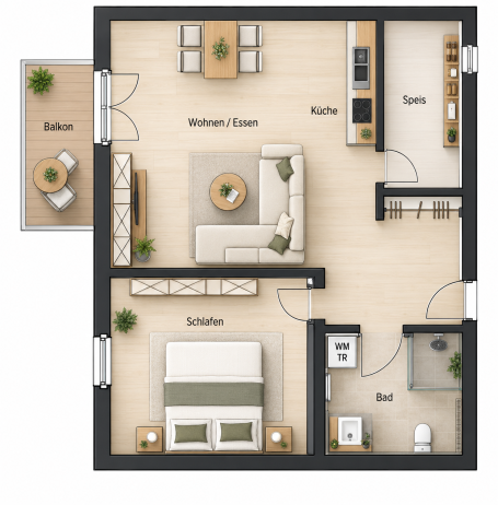 2 Zimmer Grundriss